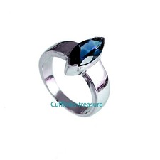 Natural London Blue topaz Gemstone with 925 sterling silver Ring for Women's 96