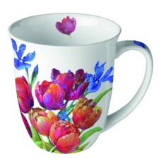 Ambiente Kaffee / Tee Porzellan Tasse  400 ml  Tulpen Blumen / tulips of joy