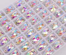 7x12mm Teardrop Glass White AB Crystal Sew On Rhinestone Sewing Gem Flatback