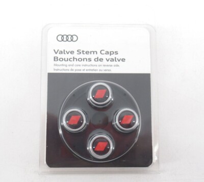 Genuine OEM VW Audi ZAW-071-801-M Valve Stem Cap Set Red Sport