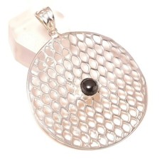 Pyrite Round Gemstone Silver Overlay Handmade Filigree Large Pendant A2234
