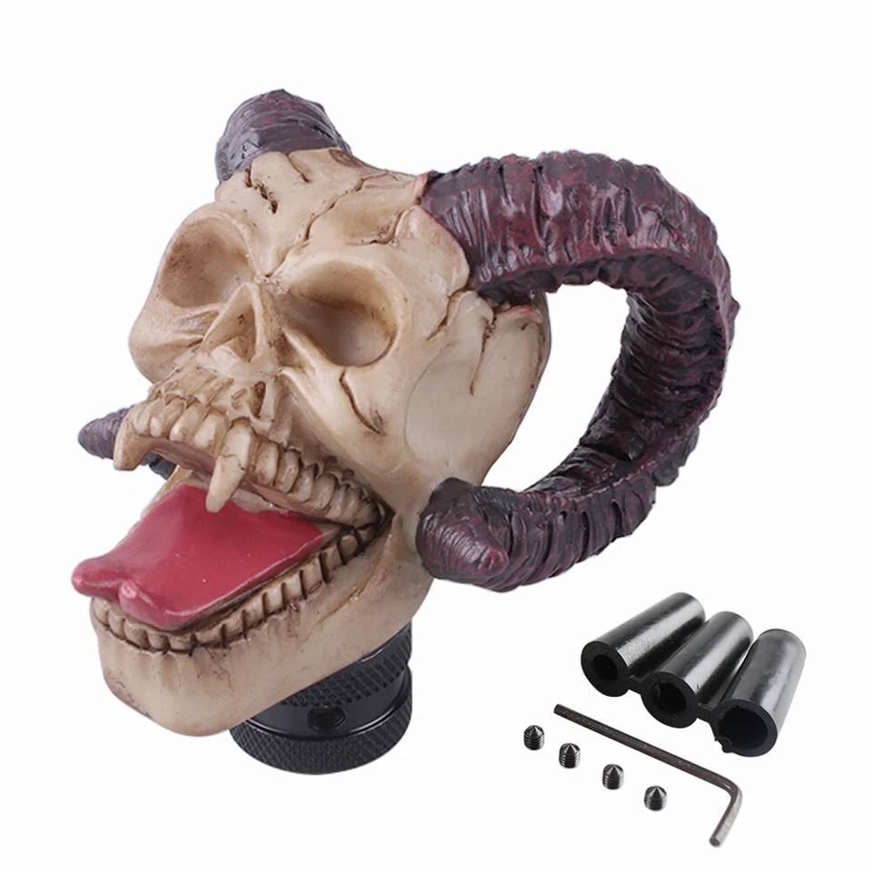 Universal Skull Head for Manual Car Gear Stick Shifter Knob Shift Lever Handle - Image 2 of 4