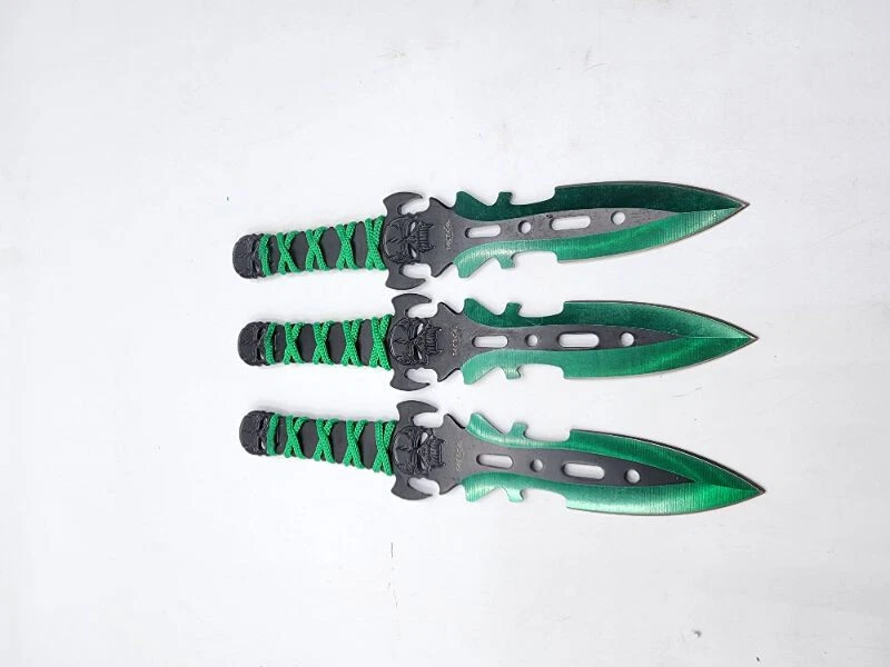 Conjunto de facas de arremesso 3 peças 7,5" Green Demon Ninja combate tático wf 1041 - Imagem 2 de 4