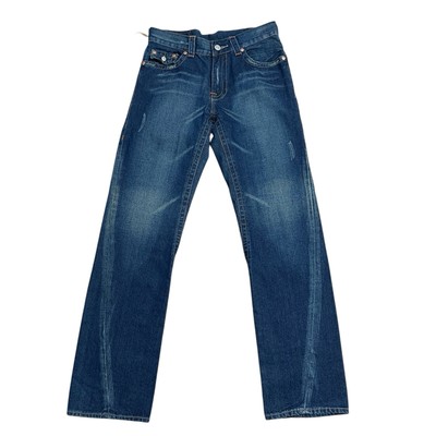 True Religion Jeans Joey Embroidered Buddha Womens 32 Flare Leg 100% Cotton Y2K