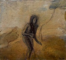 Quadro A Realismo Paesaggio Con Donna Nudo Studio Franz Leitenmeier Lauingen #