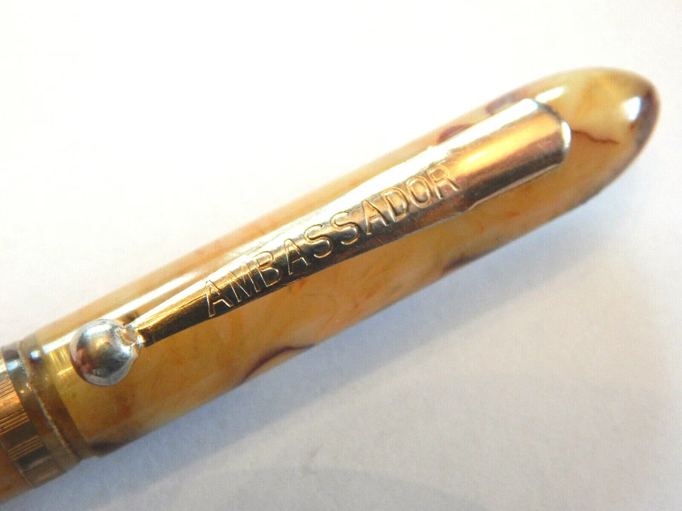 Vintage Ambassador Ballpoint Pen Marbled Gold and Brown NOT WORKING READ!! - Image 3 of 4
