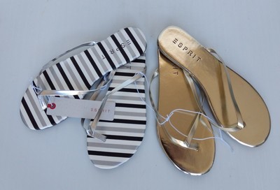 esprit black flip flops
