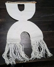 Large Wooden Yarn wall hanging BOHO Art Decor Cream Colored