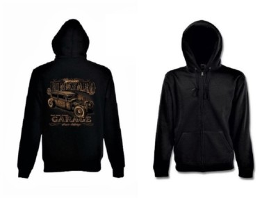 Sweatshirtjacke schwarz Hot Rod-,US Car-& `50 Stylemotiv Modell Junkyard Garage