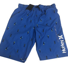 Hurley Swim Trunks Boy's XL 13-15yrs Blue Parrot Tropical Board Trunks NEW TAGS