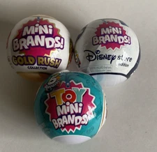 Lot of 3 Mini Brands 5 Surprise Variety Sealed Balls Toy Disney Store Gold Rush