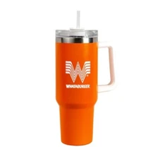 Whataburger 40oz Orange Tumbler With Lid & Straw Handle Limited Edition 2024 Cup