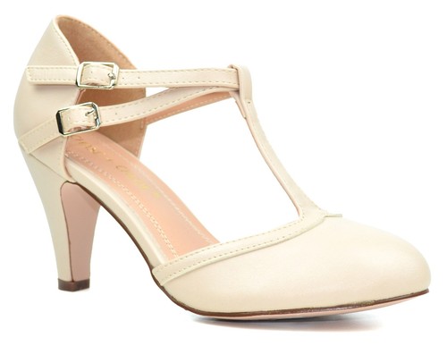 Chase & Chloe Women's Round Toe Pierced Mid Heel Mary Jane Style Dress T-Strap - Picture 4 of 21