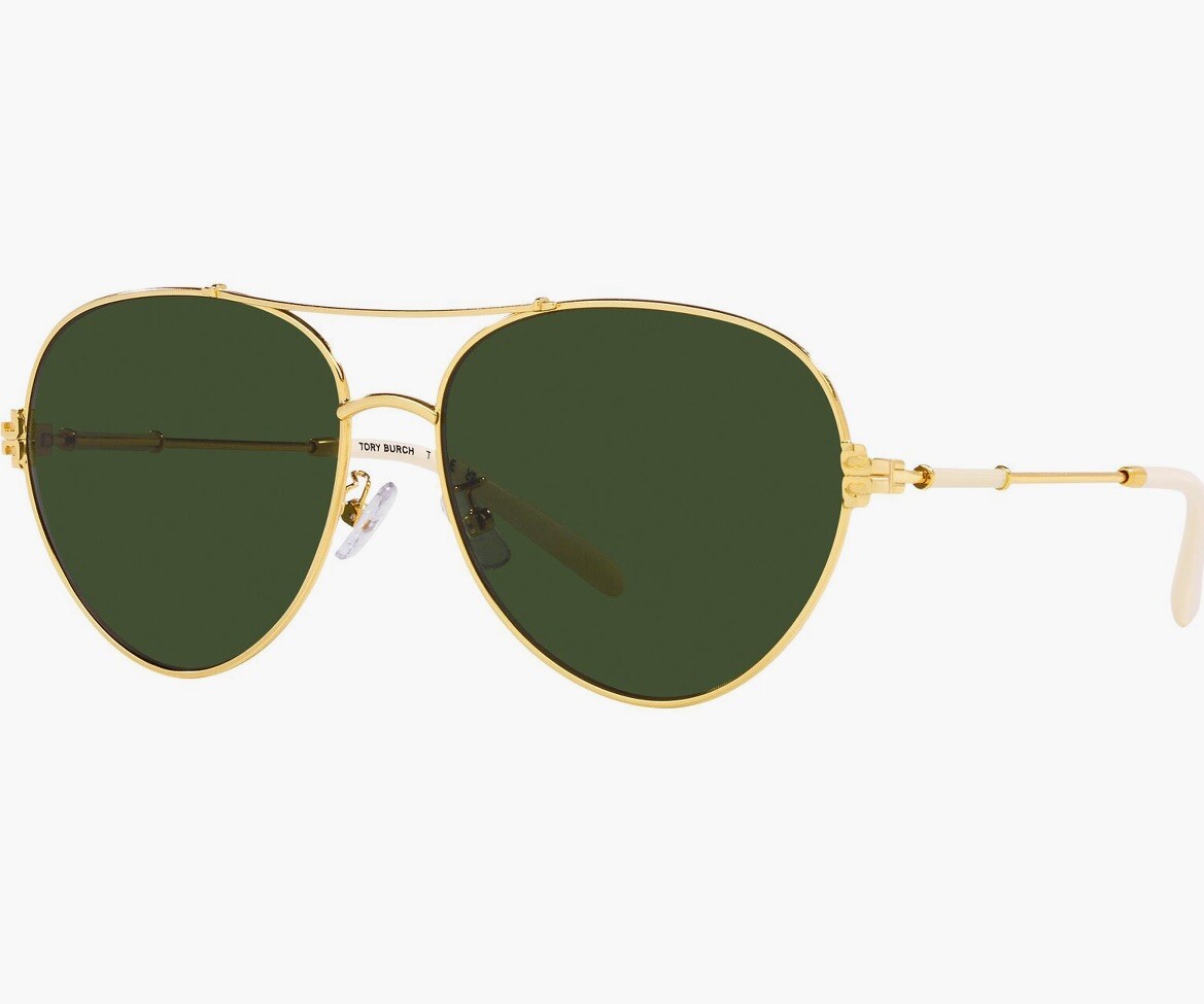 Tory Burch 58mm Pilot Sunglasses Green Lens Aviator $209