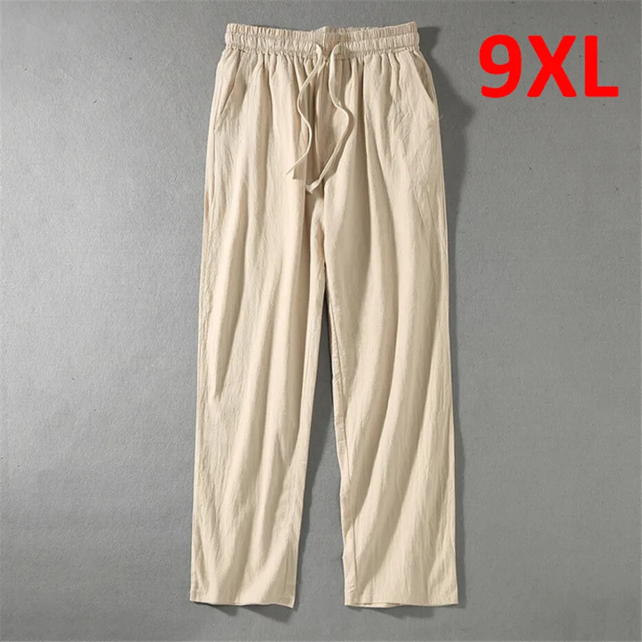 Breathable Summer Linen Pants for Men Casual Comfort Solid Color Trousers