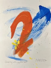 American Watercolor "Cohabiting with my other self" Pencil Signed Aniko 1997