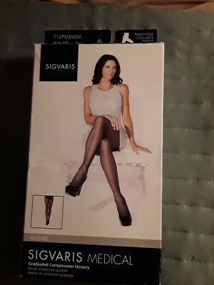 SIGVARIS GRADUATED  COMPRESSION PANTY HOSE  712PMS 20-30 MMHG BLACK  NEW IN BOX