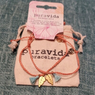 PURA VIDA BEST BABES BRACELETS SALMON GOLD SEAFOAM BESTIES FREE SAME DAY SHIP