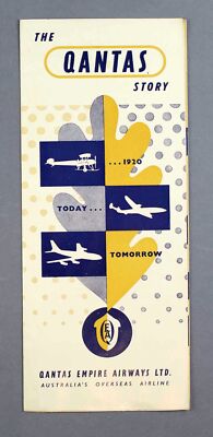 QANTAS STORY VINTAGE AIRLINE BROSCHÜRE 1957 SUPER CONSTELLATION ROUTE MAP