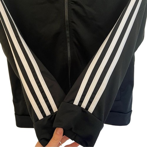 Adidas Big Kids Black Track Jacket with White Stripes Size 14/16 - Picture 4 of 5