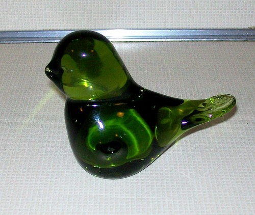 green glass bird figurine