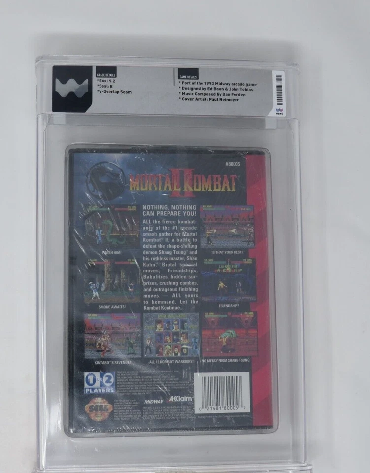 Mortal Kombat 2 Sega Genesis Midway Factory Sealed Video Game Wata 9.2 Graded II - Image 3 of 4