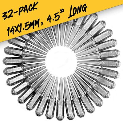 Set of 32 Hardened Chrome Steel Spike Lug Nuts 14x1.5mm Fits Hummer H2 8 Lug 