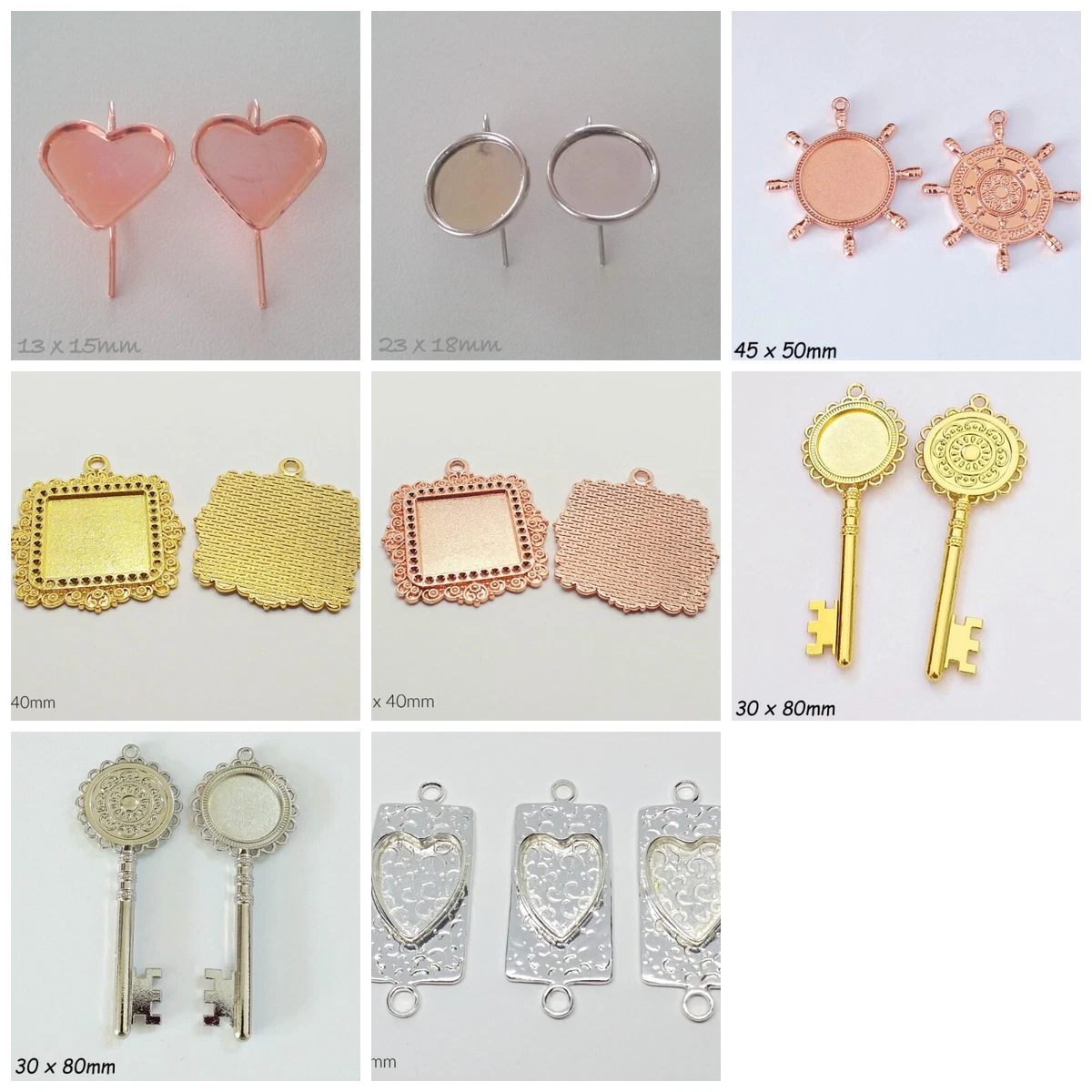 Jewellery Maker Cabochon Findings Connectors Earrings Pendants GP RGP Silver
