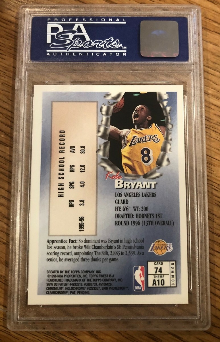1996-97 Topps Finest #74 KOBE BRYANT Graded PSA 9 MINT Rookie Card
