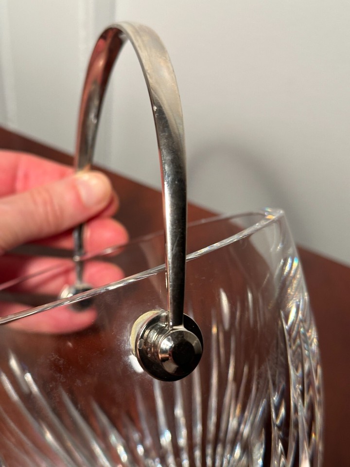 Vintage Signed BACCARAT CRYSTAL Massena Ice Bucket Silver/Metal Handle