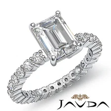 Shared Prong Emerald Cut Diamond Eternity Engagement Ring GIA F Color SI1 1.8Ctw