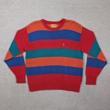 Vintage 90s Duck Head Men's Medium Striped Knit Sweater Multicolor Heavyweight