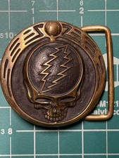 Owsley Stanley Stealie, Grateful Dead, Steal Your Face Brass Belt Buckle GDP