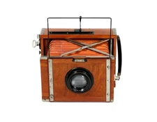 Contessa Nettel Deckrullo 5x7 TEAK TROPICAL CAMERA w/ BROWN LEATHER & ZEISS LENS