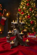 Vintage Silver Christmas Tree Tea Light Holder