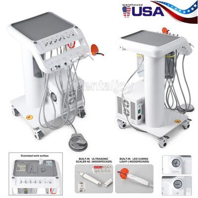 Dental Portable Mobile Delivery Unit Cart System 4 Holes Air Compressor Suction