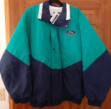 New Nwt Ford Racing Puffer Jacket Mens Xl Color Block Coat Teal Navy Usa 90s