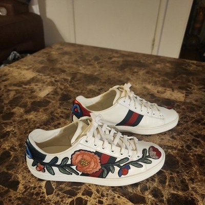 Gucci Ace Embroidered Floral Sneakers - Size 37 US 7 (Made in