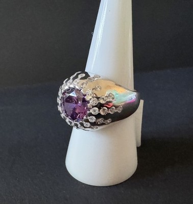 Helzberg Diamonds Amethyst Crystal Sterling Silver Ring Size 7.5