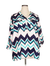 Justify Women Blue 3/4 Sleeve Blouse 3X Plus