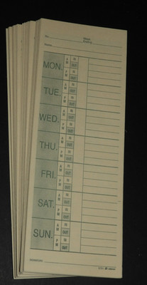 50 Vintage Weekly Time Clock Punch Cards Green Manilla 2-sided 9791 Adams
