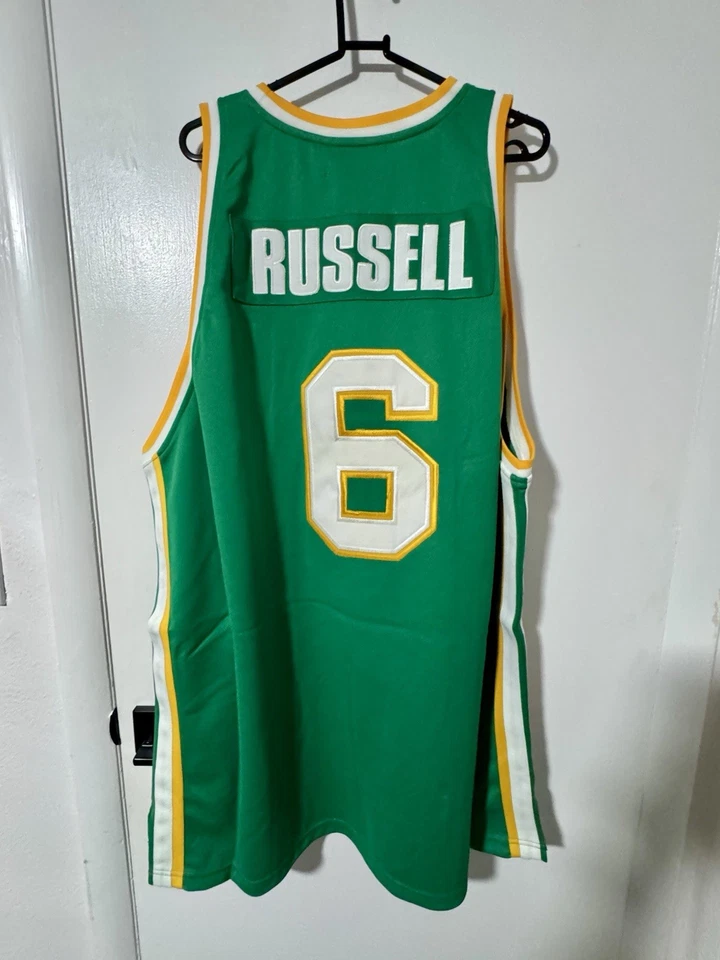 Camiseta USF Dons Bill Russell #6 3XL Verde Madera Leyendas Nueva con Etiquetas Foto 4 de 4