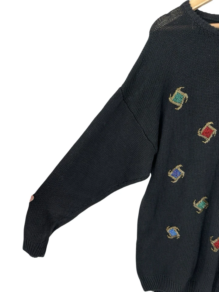 Винтажный женский свитер Alley Cat с бисером большой ретро зрелый Heritage вязаный 80-е 90-е - Изображение 3 из 4