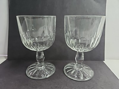 Vitrosax Italy Goblet Cocktail Dessert 2 Glasses Clear Glass Footed Fluted 7oz
