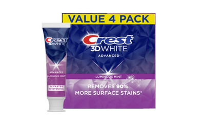4-Pack Crest 3D White Advanced Luminous Mint Teeth Whitening Toothpaste, 3.7 oz