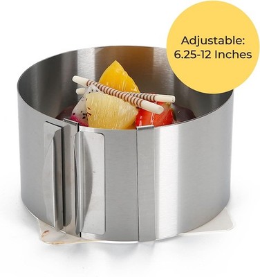 Cake Decorating Mold Ring for Layering   Adjustable 6.25'' to 12'' Stainless Steel