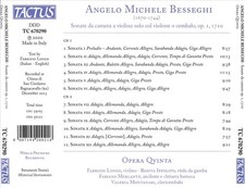 OPERA QVINTA ANGELO MICHELE BESSEGHI: SONATE DA CAMERA, OP. 1 NEW CD