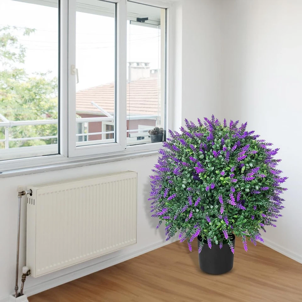 Tall Artificial Lavender/Rose Topiary Ball Tree Set of 2 Pack Potted Bushes U... - Image 2 of 4