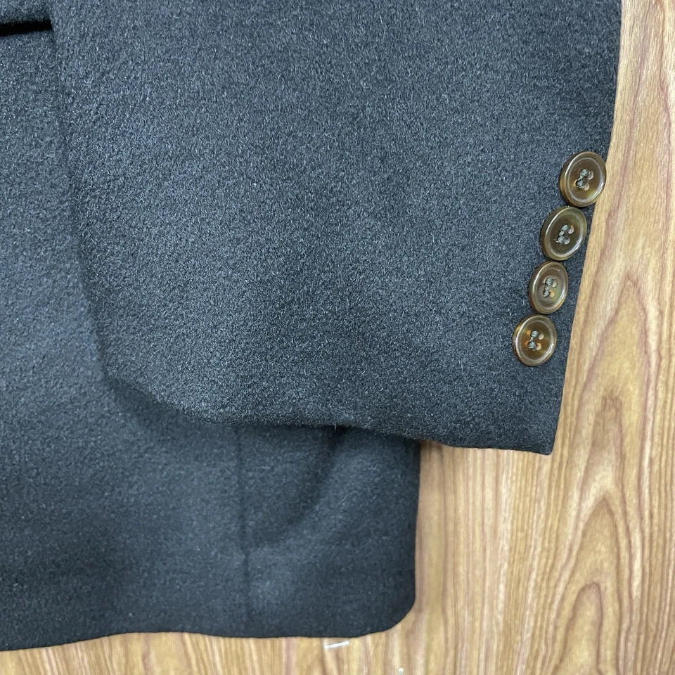 Abrigo deportivo Marshall Fields para hombre 44L negro liso 100 % cachemir dos botones Foto 3 de 4