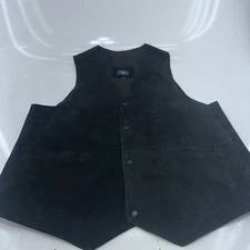 NRA Authentic Gear Black Concealed Carry Leather Sleeveless Biker Vest Men's XL